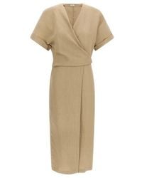 Brunello Cucinelli - V-Neck Short Sleeved Dress - Lyst