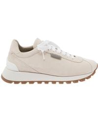 Brunello Cucinelli - Round-Toe Lace-Up Sneakers - Lyst