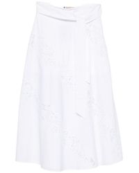 Twinset - Long Poplin And Broderie Anglaise Skirt - Lyst
