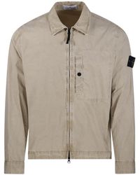 Stone Island - Compass Patch Zip-Up Shirt Jacket - Lyst