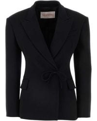 Valentino - Bow Detailed Straight Hem Blazer - Lyst