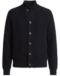 Peserico - Ribbed-Knit Button-Up Cardigan - Lyst