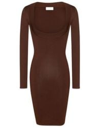 Saint Laurent - Décolleté Long-Sleeved Knitted Dress - Lyst