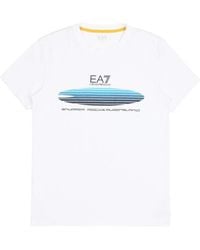 EA7 - Logo Printed Round Collar T-Shirt - Lyst