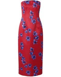 Emilia Wickstead - Floral-Print Faille Midi Dress - Lyst