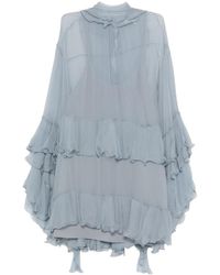 Chloé - Chloé Ruffled Sheer Mini Dress - Lyst