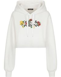 Dolce & Gabbana - Cotton Cropped Logo Hoodie - Lyst