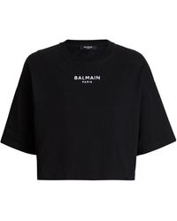 Balmain - Cropped Logo T-Shirt - Lyst