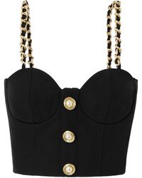 Balmain - Rear Zipped Embellished Bustier Top - Lyst