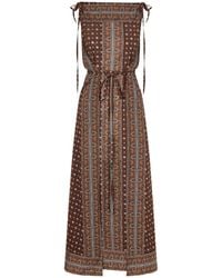 Doen - Belted Printed Organic Cotton-Voile Midi Dress - Lyst