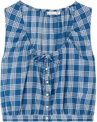 Doen - Theo Cropped Checked Organic Cotton Top - Lyst