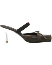 MM6 by Maison Margiela - Square-Toe Leather Ballerina Mules - Lyst