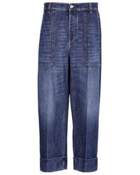 Bottega Veneta - Logo Patch Wide-Leg Jeans - Lyst