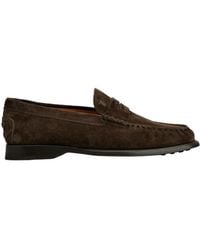 Tod's - Penny Suede Loafers - Lyst