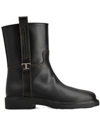 Tod's - Round Toe Ankle Boots - Lyst