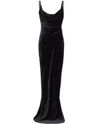 Balmain - Embellished-Strap Velvet Gown - Lyst