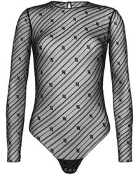 Elisabetta Franchi - Long-Sleeve Mesh Bodysuit - Lyst