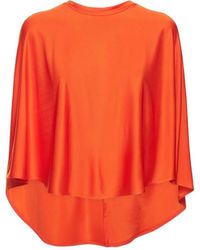 Stella McCartney - Draped Fluid Viscose Satin Cape Top - Lyst