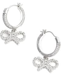 Self-Portrait - Crystal Bow Hoop Earrings - Lyst