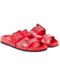 Manolo Blahnik - Mayfu Croc-Effect Leather Sandals - Lyst