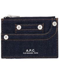 A.P.C. - Logo-Print Denim Wallet - Lyst
