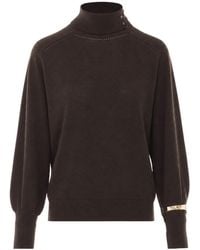 Liu Jo - Studded Cuff High Neck Knitted Sweater - Lyst
