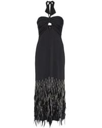 Johanna Ortiz - Feather-Trimmed Crepe Dress - Lyst