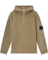 Stone Island - Loose-Fit Hooded Half-Zip Sweatshirt With Knit Panels - Lyst