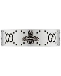 Gucci - Gg And Bee Engraved Wide Ring - Lyst
