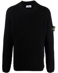 Stone Island - Logo Patched Ribbed Jumper - Lyst