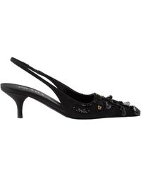 Prada - Embroidered Satin Slingback Pumps - Lyst