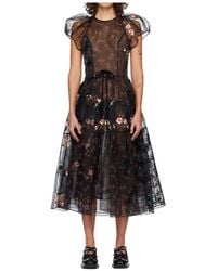 Simone Rocha - Sheer Puff Sleeve And Ruffle Dress - Lyst