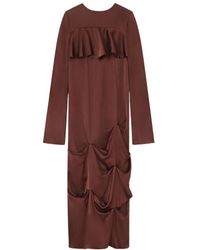 Ganni - Draped Long-Sleeve Maxi Dress - Lyst