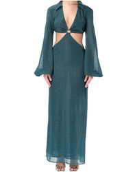 Oséree - Oséree Cut-Out V-Neck Long-Sleeved Dress - Lyst