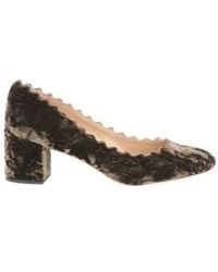 Chloé - Velvet Round-Toe Block-Heel High Heels - Lyst