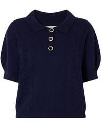 Alessandra Rich - Open-Knit Wool Polo Shirt - Lyst