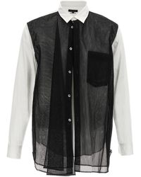 Comme des Garçons - Cotton Poplin Shirt With Sheer Tulle Overlay - Lyst