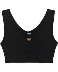 Prada - Ribbed Jersey Crop Top - Lyst
