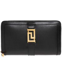 Versace - Logo Detailed Zipped Wallet - Lyst
