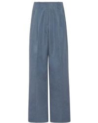 The Row - Wide-Leg Cotton-Ramie Trousers - Lyst