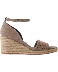 Brunello Cucinelli - Suede Espadrille Wedges With Broderie Anglaise - Lyst