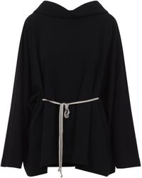 Rick Owens - Wool Blend Belted Hoodie - Lyst