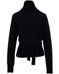 Ganni - Brushed Wrap Blouse - Lyst