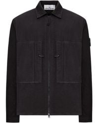 Stone Island - Zip-Front Badge Shirt - Lyst