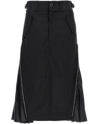 Sacai - Zip-Detail Pleated Skirt - Lyst