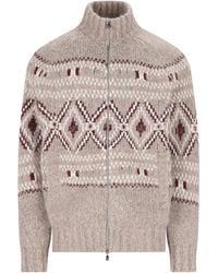 Brunello Cucinelli - High Neck Zip-Up Cardigan - Lyst