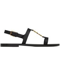Saint Laurent - Cassandra Logo Plaque Flat Sandals - Lyst