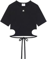 Courreges - Ribbon Cut Out Contrast T-Shirt - Lyst