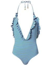 Twinset - Ruffled Striped Bathing Suit - Lyst