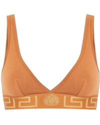 Versace - Greca-Pattern Bikini Top - Lyst
